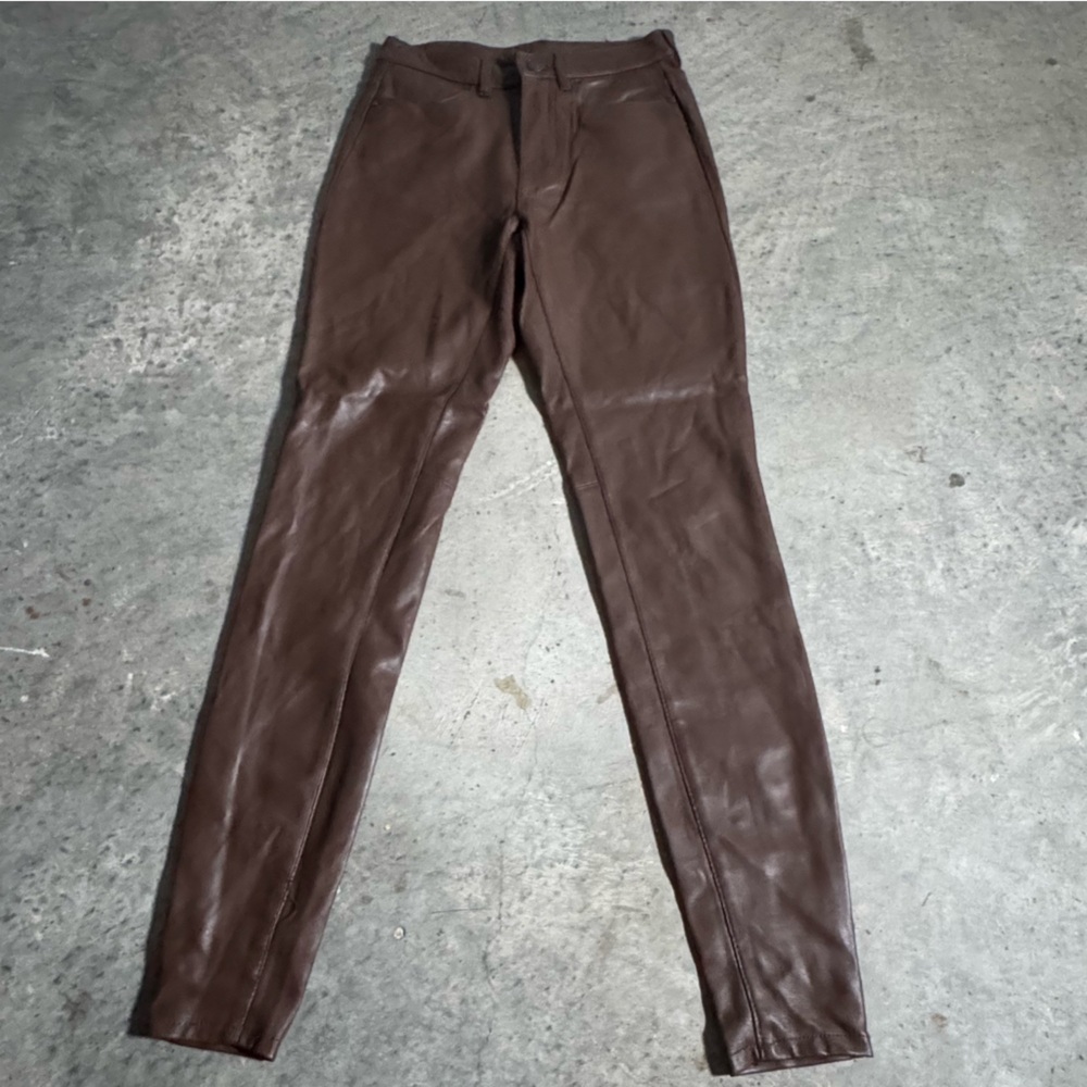 Free People Brown Faux Leather Skinny Pants Size 26 Grunge Going Out Party‎